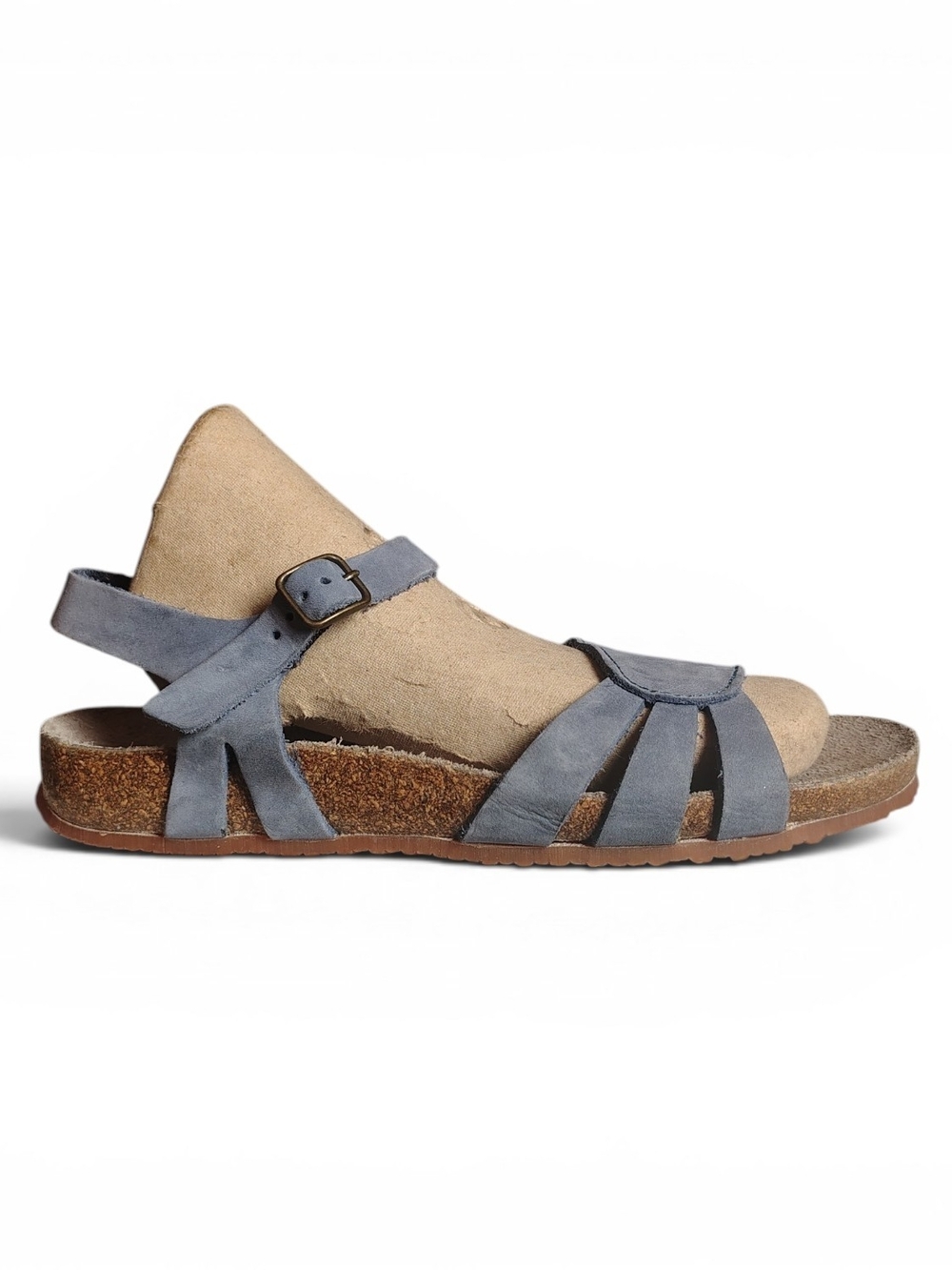 LL Bean Women's Slate Blue Cloud Leather Slingback Cork Sandals Size 38 US 7